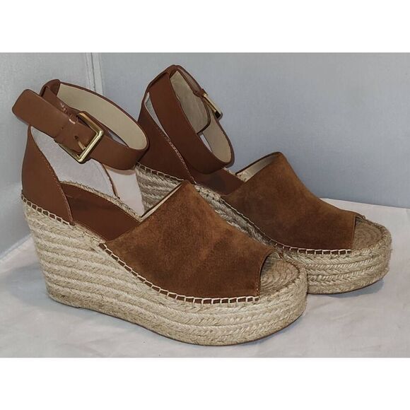 Marc Fisher MLAdalyn TanLeather & Suede Espadrille Wedge Platform Shoe Size 9.5 - Picture 5 of 7